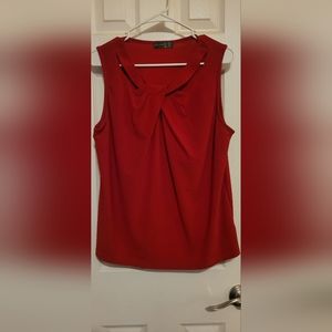 Red sleeveless blouse